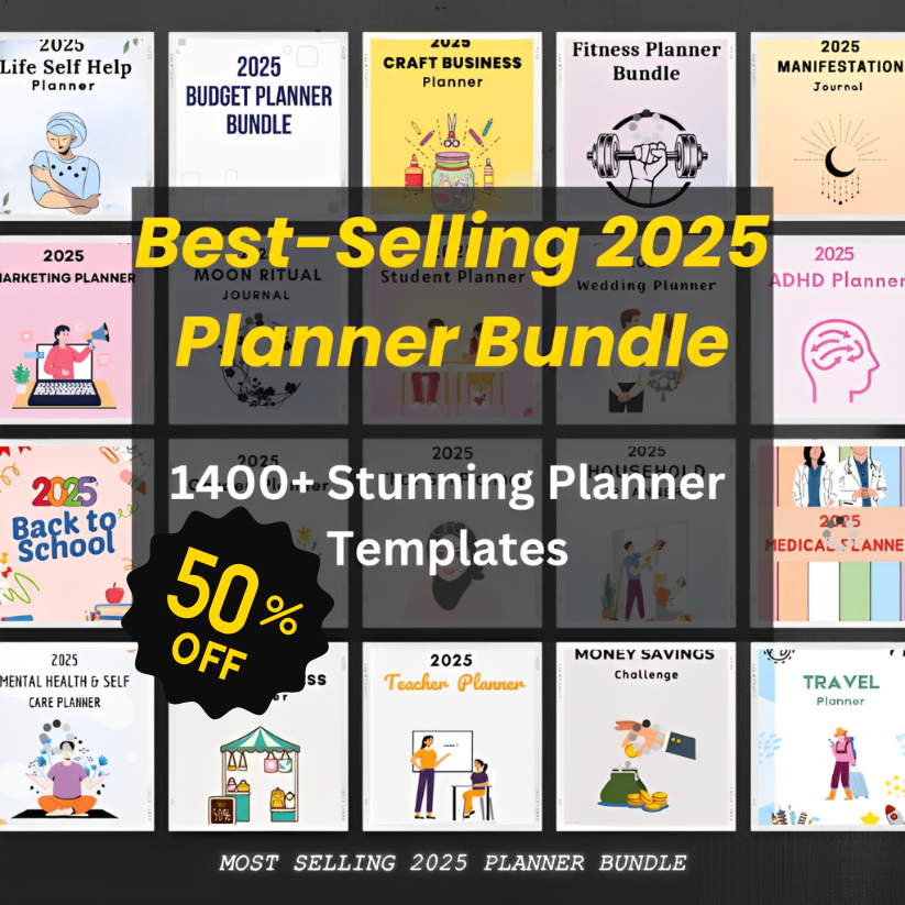 2025 Ultimate Editable Planner Bundle – 1400+ Templates.