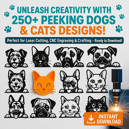 250+ Peeking Dogs & Cats Laser Cut Bundle