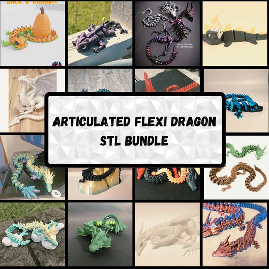 Articulated Flexi Dragon STL Bundle