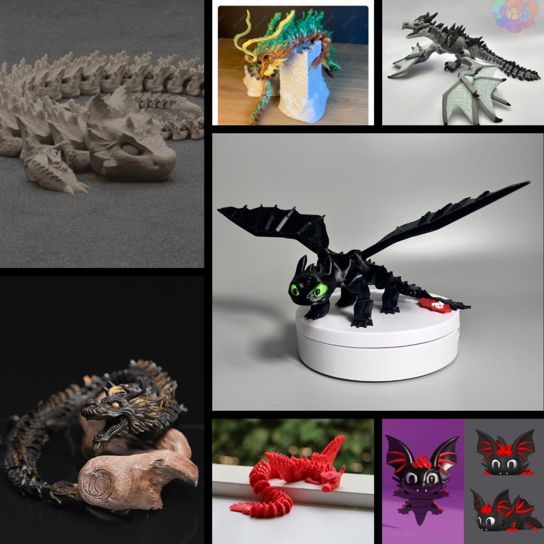 Articulated Flexi Dragon STL Bundle