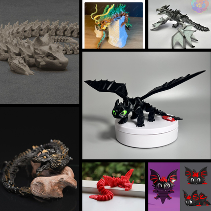Articulated Flexi Dragon STL Bundle