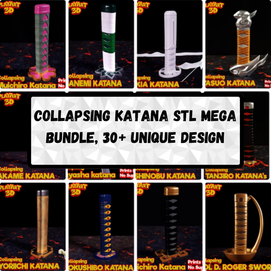 Collapsing Katana STL Mega Bundle, 30+ Unique Design